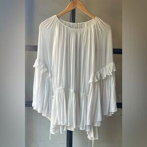 Beautiful Drapey Medieval Renaissance Style Boho White Ruffle Blouse